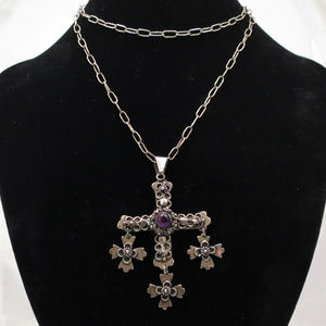 Taxco Sterling Yalalag Cross Statement Necklace